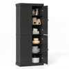 4-Door Modern Freestanding Storage Organizer with 2 Adjustable Shelves-Black
