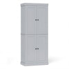 4-Door Modern Freestanding Storage Organizer with 2 Adjustable Shelves-Grey
