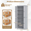 4-Door Modern Freestanding Storage Organizer with 2 Adjustable Shelves-Grey