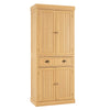 4-Door Tall Kitchen Cupboard Adjustable Shelves and Drawer-Natural