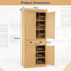 4-Door Tall Kitchen Cupboard Adjustable Shelves and Drawer-Natural