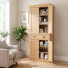 4-Door Tall Kitchen Cupboard Adjustable Shelves and Drawer-Natural