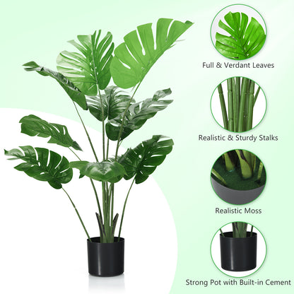 4 FT Artificial Monstera Plant with 10 Leaves in Pot for Indoor Outdoor Decor