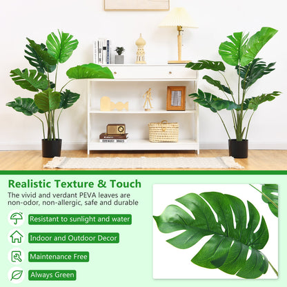 4 FT Artificial Monstera Plant with 10 Leaves in Pot for Indoor Outdoor Decor