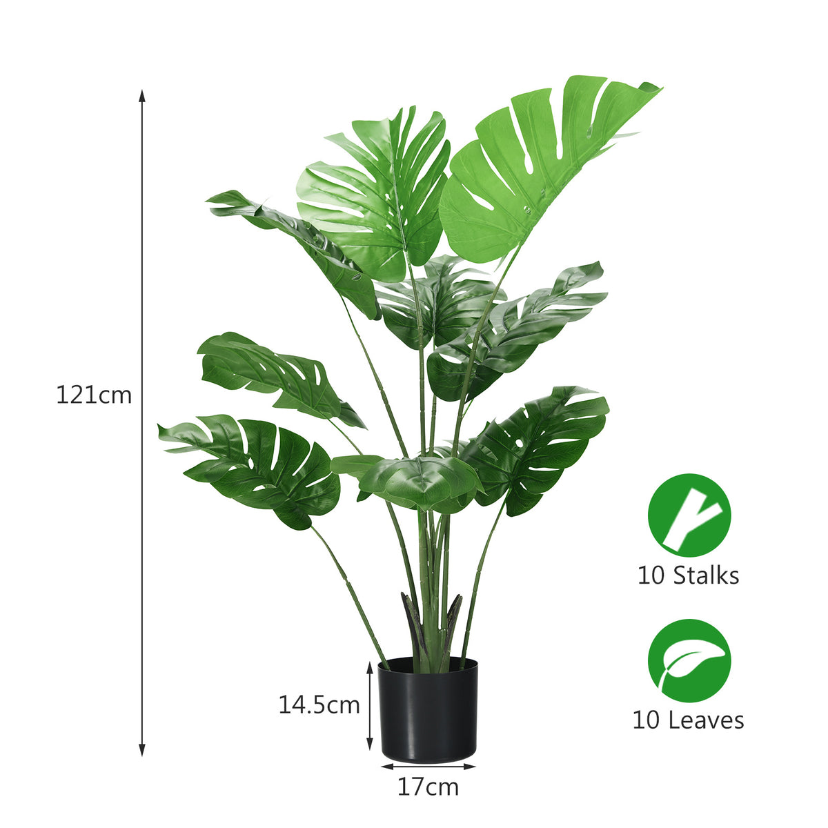4 FT Artificial Monstera Plant with 10 Leaves in Pot for Indoor Outdoor Decor