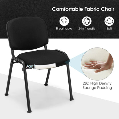 4-Pack Conference Chair Set with Metal Frame and Padded Cushion-Black