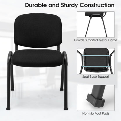 4-Pack Conference Chair Set with Metal Frame and Padded Cushion-Black
