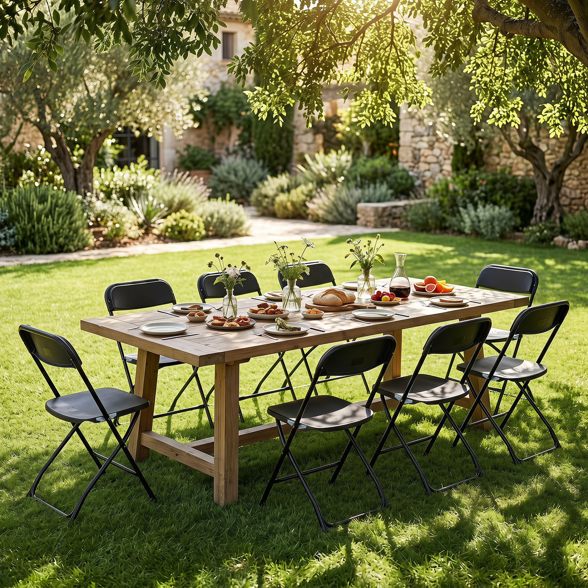 4 Pack Folding Chairs with Heavy Duty Metal Frame for Home-Black