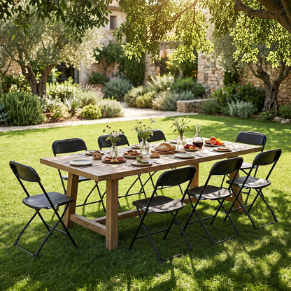 4 Pack Folding Chairs with Heavy Duty Metal Frame for Home-Black