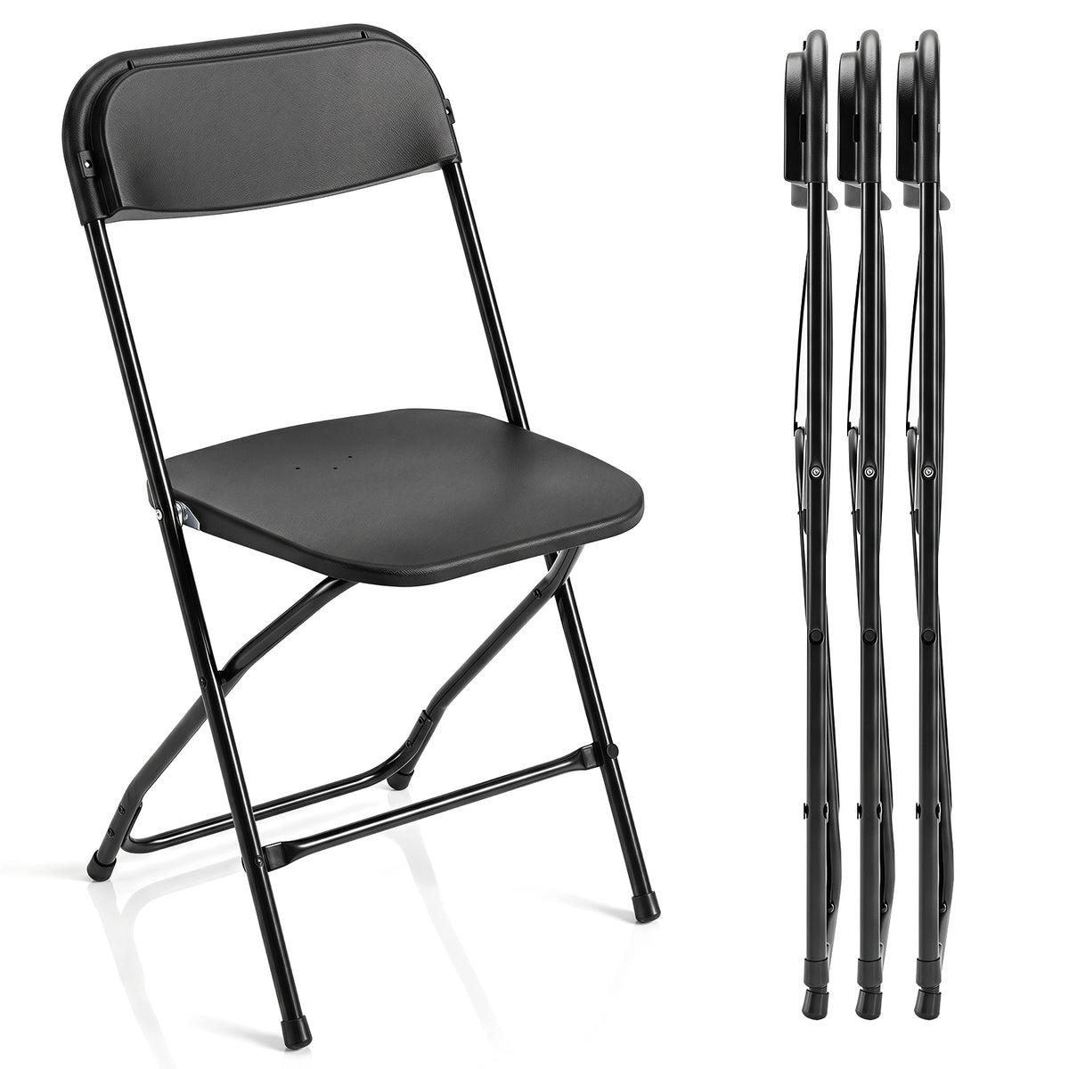 4 Pack Folding Chairs with Heavy Duty Metal Frame for Home-Black