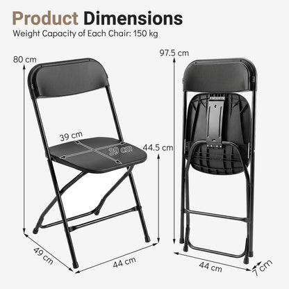 4 Pack Folding Chairs with Heavy Duty Metal Frame for Home-Black