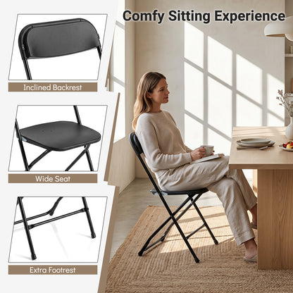 4 Pack Folding Chairs with Heavy Duty Metal Frame for Home-Black