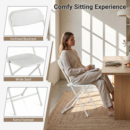 4 Pack Folding Chairs with Heavy Duty Metal Frame for Home-White