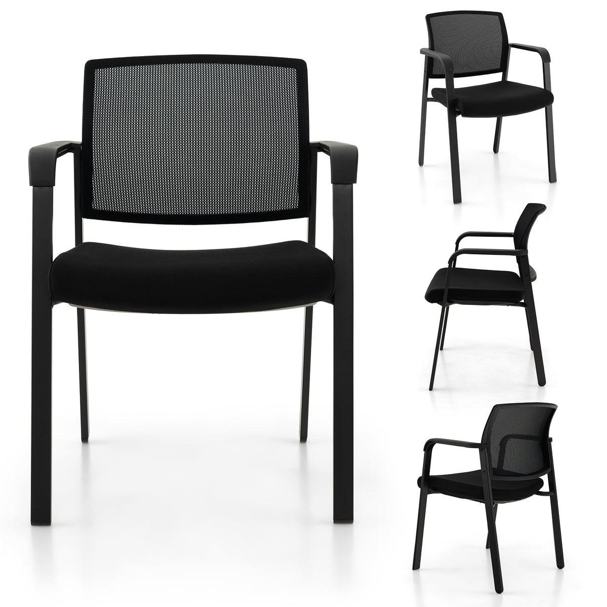 4-Pack Office Conference Chair Set Mesh Guest Reception Stack Chairs