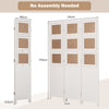 4-Panel Faux Linen Room Divider with Storage Bags Folding Privacy Screen-White
