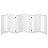 6-Panel 89 cm Pet Barrier Wooden Freestanding Pet Safety Gate-White