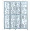165cm 4-Panel Wooden Room Divider with Carved Cutout Pattern and Solid Wood Frame-4-Panel