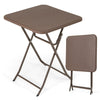4-Person Rattan Textured Folding Picnic Table Square Patio Dining Table-Rustic Brown