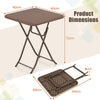4-Person Rattan Textured Folding Picnic Table Square Patio Dining Table-Rustic Brown