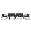 4 Piece Outdoor Furniture Set Patio Metal Conversation Chair Coffee Table