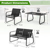4 Piece Outdoor Furniture Set Patio Metal Conversation Chair Coffee Table
