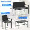 4-Piece Outdoor Rattan Chairs and Loveseat with Tempered Glass Coffee Table for Backyard-Grey