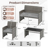4 Piece Patio Conversation Set Rattan Chair Loveseat and Table Set with Seat Cushions-Grey