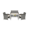 4 Piece Patio Conversation Set Rattan Chair Loveseat and Table Set with Seat Cushions-White