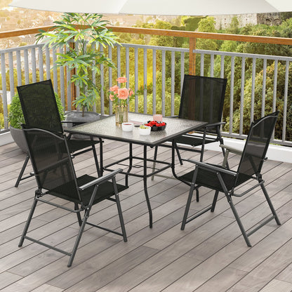 4 Piece Patio Folding Dining Chair Set for Garden Backyard-Black