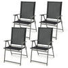 4 Piece Patio Folding Dining Chair Set for Garden Backyard-Black