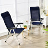 4-Piece Patio Portable Folding Lounge Chair with Raised Backrest-Navy