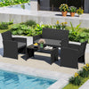 4 Piece Patio Rattan Conversation Set Wicker Loveseat Armchairs-Grey