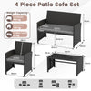 4 Piece Patio Rattan Conversation Set Wicker Loveseat Armchairs-Grey
