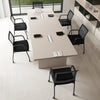 4 Pieces Office Guest Chairs on Wheels-Black