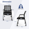 4 Pieces Office Guest Chairs on Wheels-Black