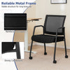 4 Pieces Office Guest Chairs on Wheels-Black