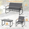 4 Pieces Outdoor Furniture Set with Cushions and Tempered Glass Table-Grey