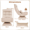 4-Position Adjustable Floor Chair with Swivel Base-Beige