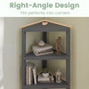 4-Tier Corner Shelf Stand with Open Slatted Shelves-Grey