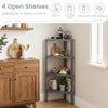 4-Tier Corner Shelf Stand with Open Slatted Shelves-Grey