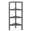 4-Tier Corner Shelf Stand with Open Slatted Shelves-Grey