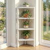 4-Tier Corner Shelf Stand with Open Slatted Shelves-White