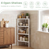 4-Tier Corner Shelf Stand with Open Slatted Shelves-White