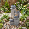 4-Tier Outdoor Water Fountain Cascading Bowl Waterfall Fountain with LED Lights and Pump