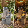 4-Tier Outdoor Water Fountain Cascading Bowl Waterfall Fountain with LED Lights and Pump