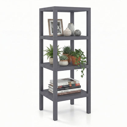 4-Tier Plastic Storage Shelf Freestanding Utility Rack-Grey