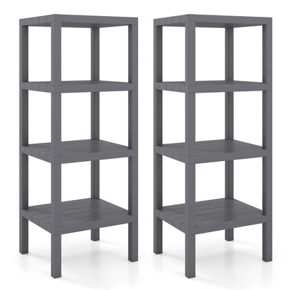 4-Tier Plastic Storage Shelf Freestanding Utility Rack-Grey