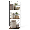 4-Tier Rotating Bookshelf 360° Spinning Bookcase Tower-Rustic Brown