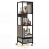 4-Tier Rotating Bookshelf on Wheels for Living Room Office-Grey