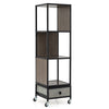 4-Tier Rotating Bookshelf on Wheels for Living Room Office-Grey